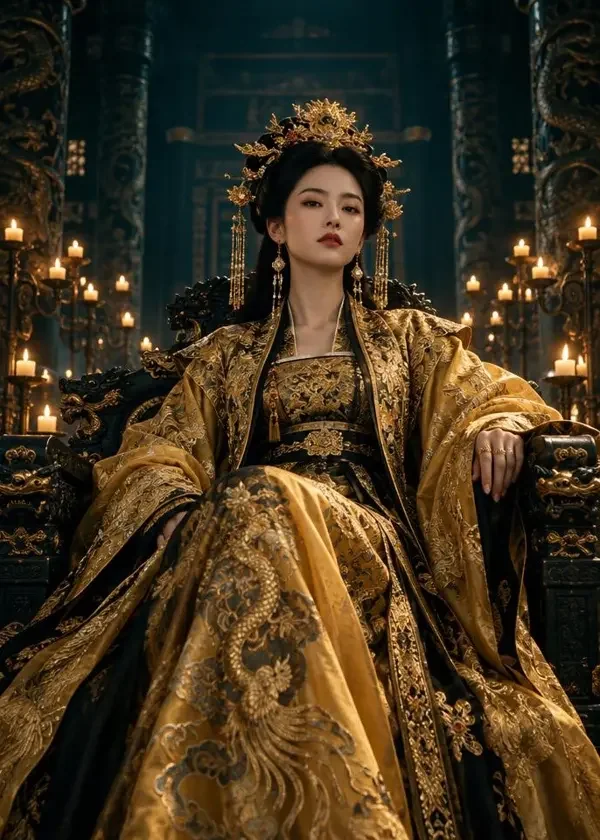 短剧《穿越重生：我成了皇朝第一女帝》封面海报，穿越重生题材
